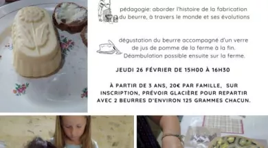 Affiche atelier beurre 2026 - Le Bourg d'Iré - 49 - FMA - ©Ferme aux 5 Chemins