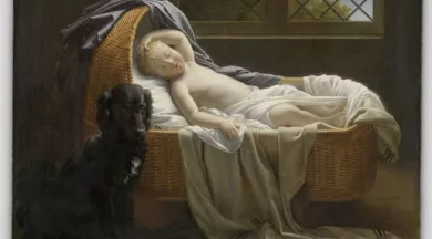 Chaudet-Husson Jeanne Elisabeth (1767-1832) - L'enfant endormi dans un berceau sous la garde d'un chien - © RMN-Grand-Palais (musée du Louvre) / Adrien Didierjean